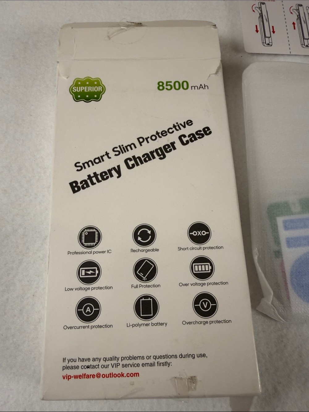 Slim Protective Battery Charger Case 8500mAh - White